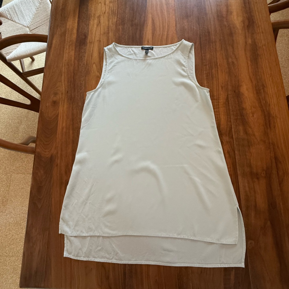 Eileen Fisher Pale Blue Silk Sleeveless Tunic